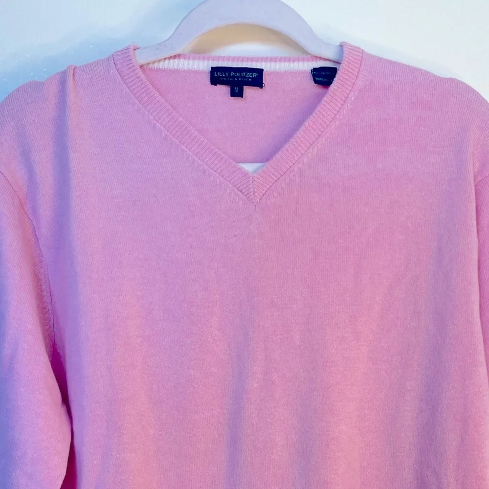 Lilly Pulitzer | V Neck Cashmere Sweater baby pink Long Sleeve Size M - Picture 2 of 3